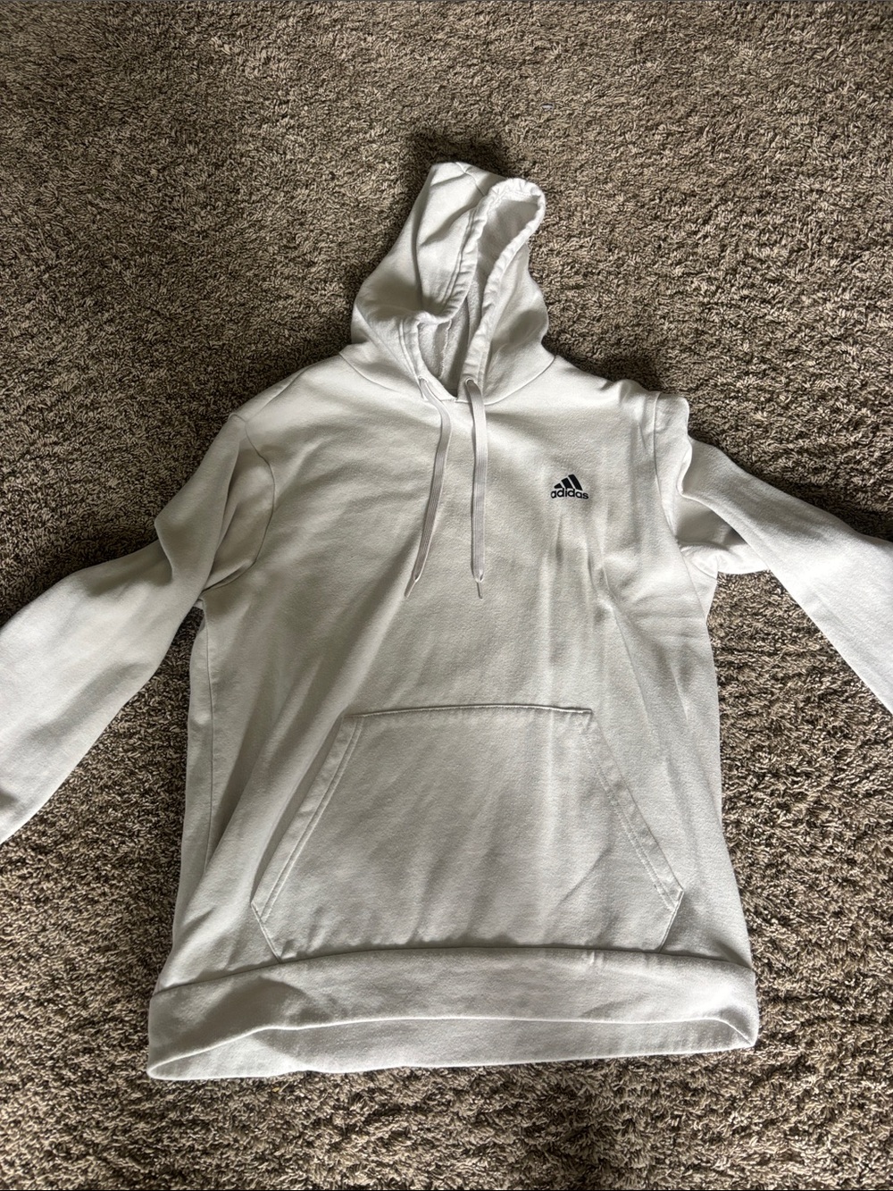 adidas White Men's Pullover Hoodie with Small Logo